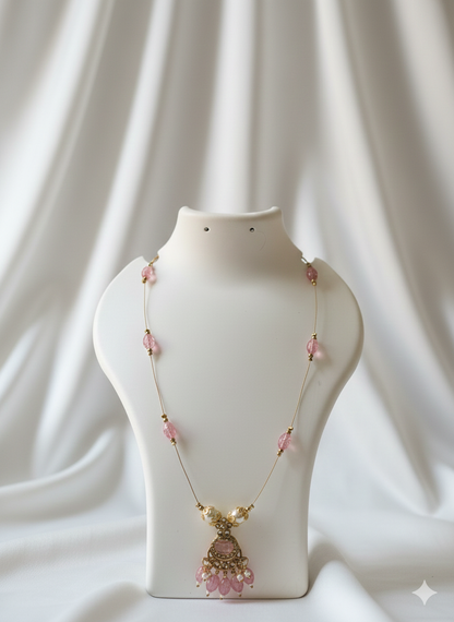 Elegant Beaded Pendant Necklace ( Pink, Red & Purple )